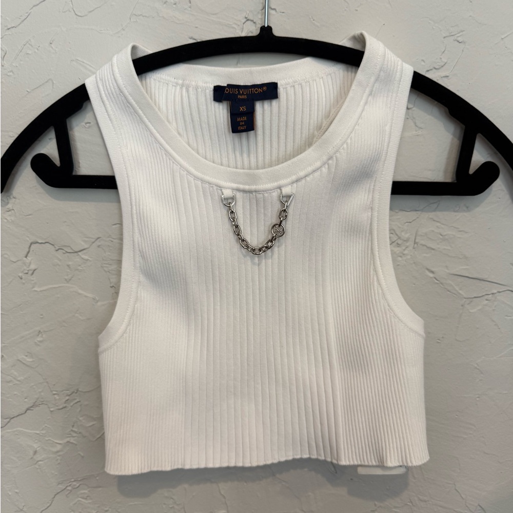 Women’s Louis Vuitton White Ribbed Crop Top